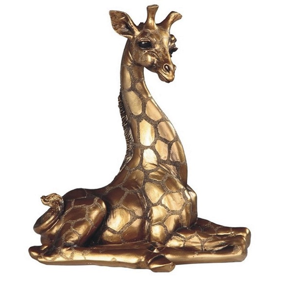 Other - Home Decor Gold Bronze Sitting Giraffe Figurine 10” H